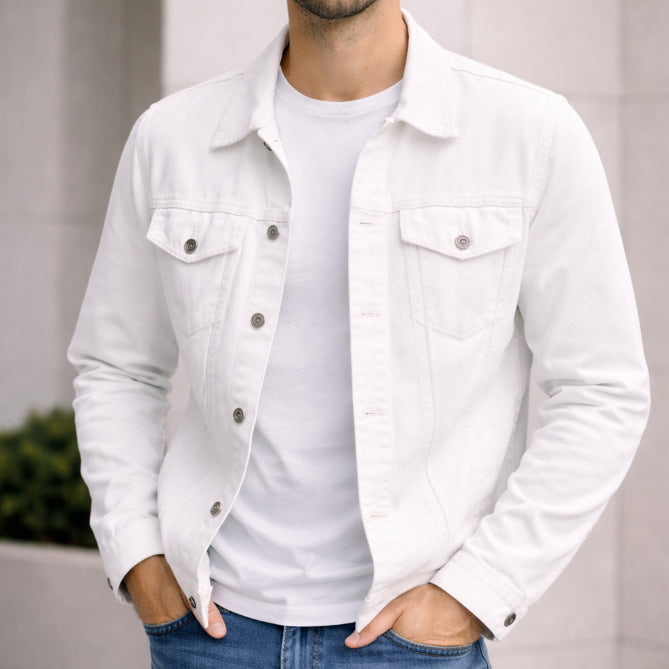 Jaqueta Jeans Masculina Com Fechamento em Botões
