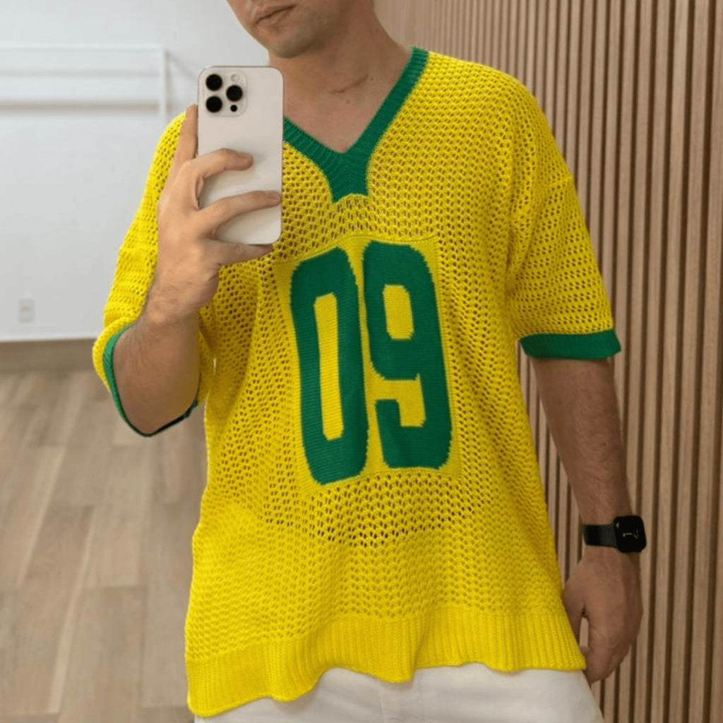 Camisa Brasil Oversize Manga Curta Copa Tricot Qualidade Camiseta Básica Time Seleção Básico Unissex
