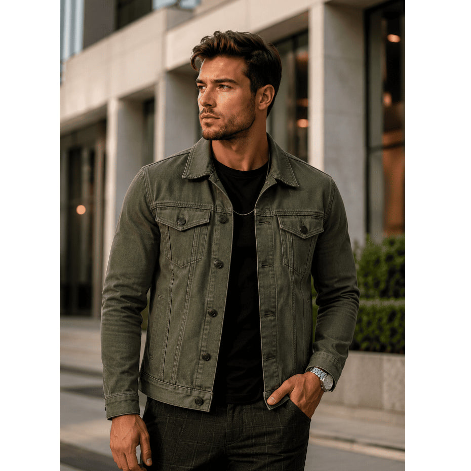 Jaqueta Jeans Masculina Algodão Premium Estilo Moderno Design Versatil Casual Elegante Confortável