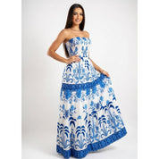 Vestido Floral Longo Tomara que Caia Feminino Casual Elegante Leve Verão Tendência