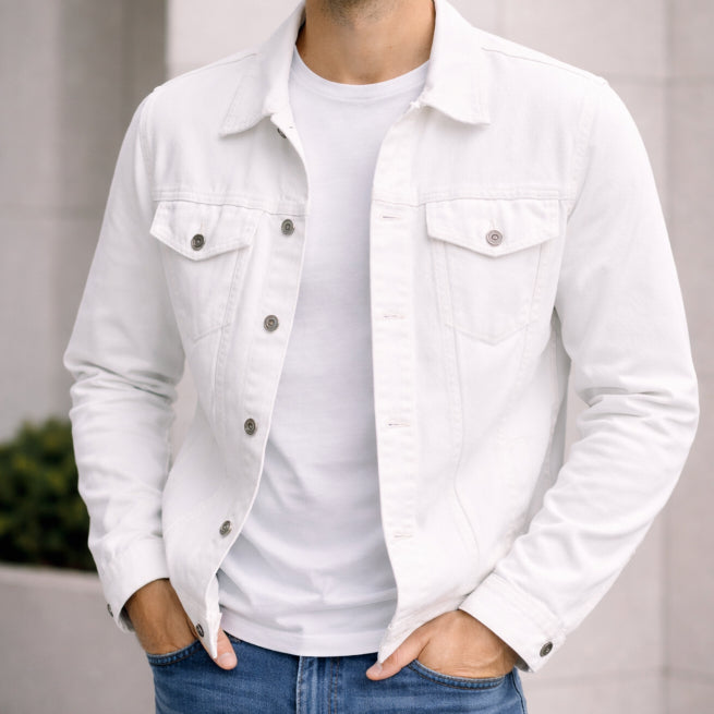 Jaqueta Jeans Masculina Com Fechamento em Botões