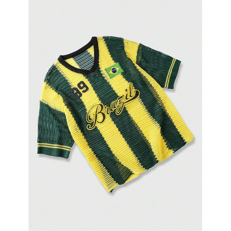 Blusa do Brasil Camisa Masculina Tricô  Estilosa Copa do Mundo Verde Amarelo Seleção Brasileira