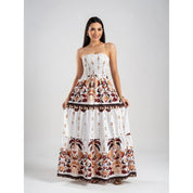 Vestido Floral Longo Tomara que Caia Feminino Casual Elegante Leve Verão Tendência