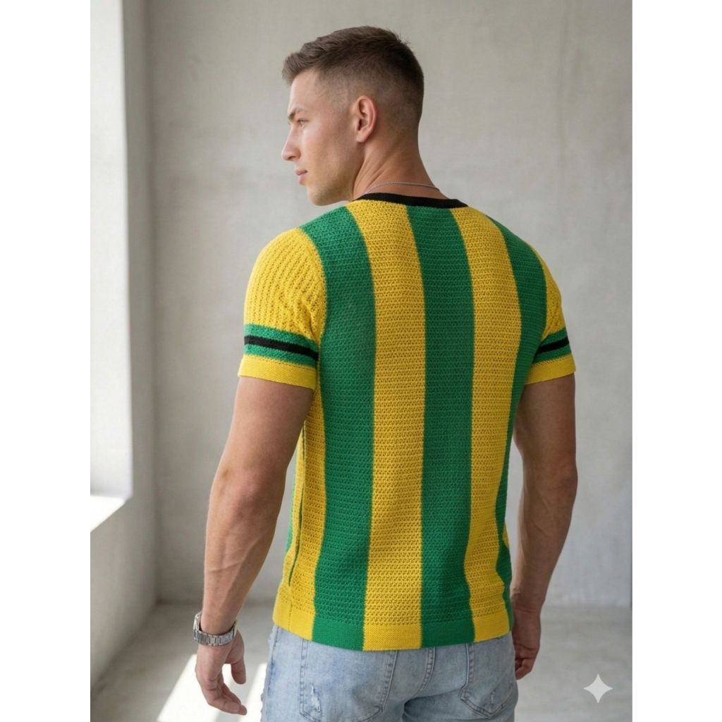 Camiseta do Brasil copa 2026 Masculina em Tricot furadinha Premium – Edição Especial Brasil evolution crewneck