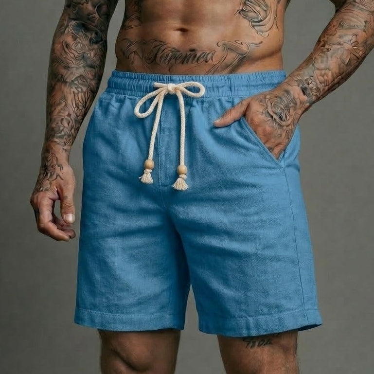 Short Linho Masculino Premium Estilo Mauricinho Moda Praia Verão - Cordão Ajustável Luxo
