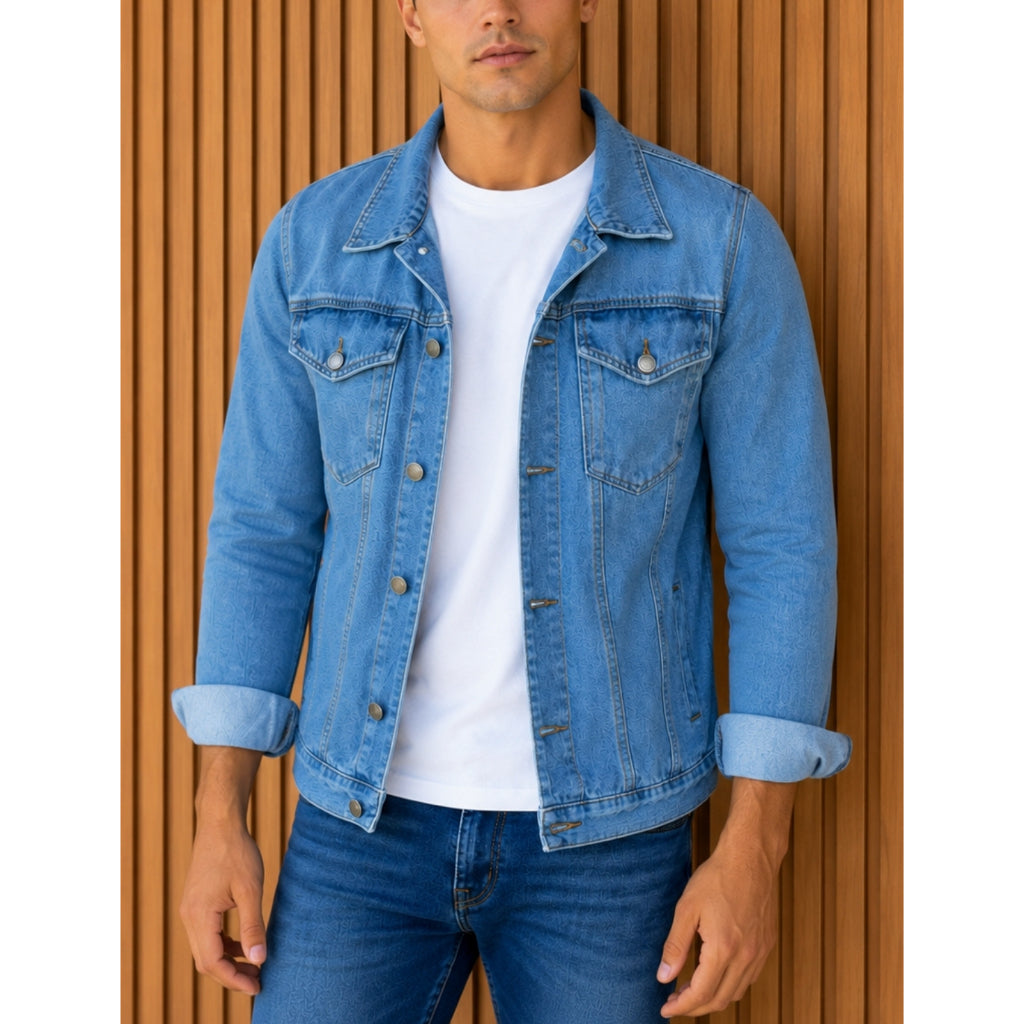 Jaqueta Jeans Masculina Com Fechamento em Botões