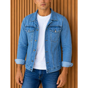 Jaqueta Jeans Masculina Com Fechamento em Botões