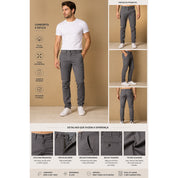 Calça de Sarja Social Masculina Bolso Embutido Slim Fit com Lycra-Esporte Fino