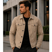 Jaqueta Jeans Masculina Algodão Premium Estilo Moderno Design Versatil Casual Elegante Confortável