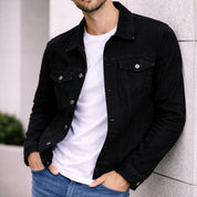 Jaqueta Jeans Masculina Com Fechamento em Botões