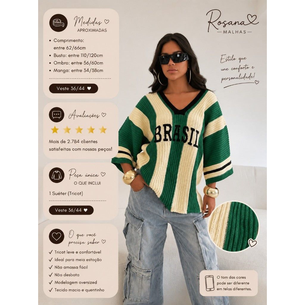 Blusão Copa do Mundo Sensação ALTA QUALIDADE Tricot Brasil Moda Inverno 2026