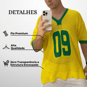 Camisa Brasil Oversize Manga Curta Copa Tricot Qualidade Camiseta Básica Time Seleção Básico Unissex
