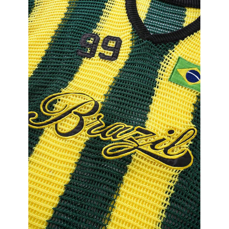 Blusa do Brasil Camisa Masculina Tricô  Estilosa Copa do Mundo Verde Amarelo Seleção Brasileira