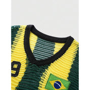 Blusa do Brasil Camisa Masculina Tricô  Estilosa Copa do Mundo Verde Amarelo Seleção Brasileira