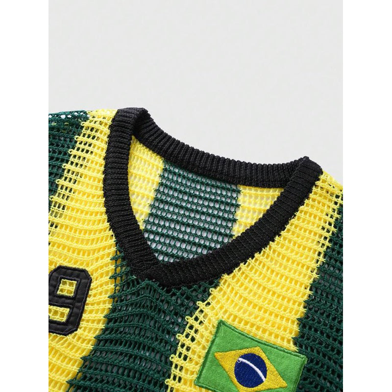 Blusa do Brasil Camisa Masculina Tricô  Estilosa Copa do Mundo Verde Amarelo Seleção Brasileira