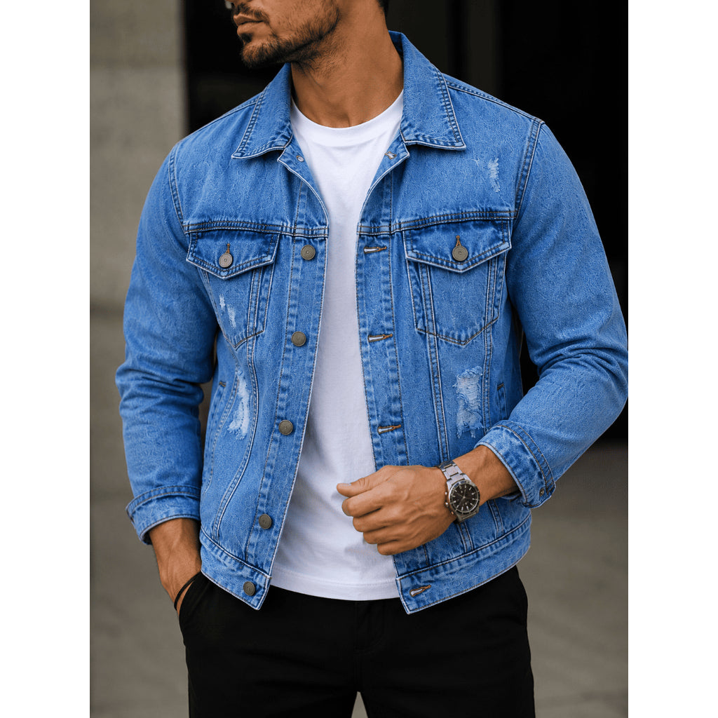 Jaqueta Jeans Masculina Algodão Premium Estilo Moderno Design Versatil Casual Elegante Confortável