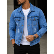 Jaqueta Jeans Masculina Algodão Premium Estilo Moderno Design Versatil Casual Elegante Confortável