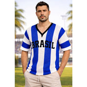 Blusa Brasil Masculino Tricot listrada decote V
