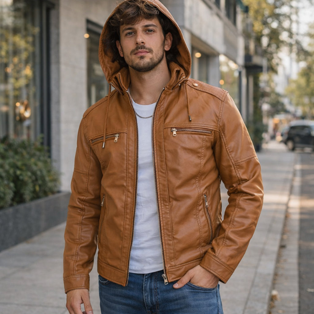 Jaqueta De Couro Masculina Casaco Blusa De Frio Corta Vento Impermeavel
