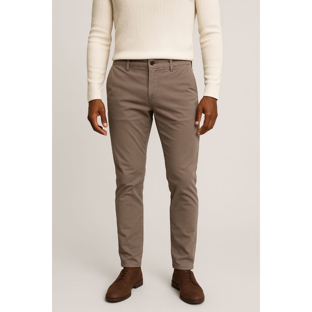 Calça de Sarja Social Masculina Bolso Embutido Slim Fit com Lycra-Esporte Fino