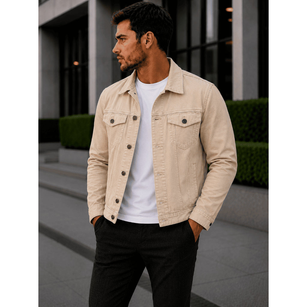 Jaqueta Jeans Masculina Algodão Premium Estilo Moderno Design Versatil Casual Elegante Confortável