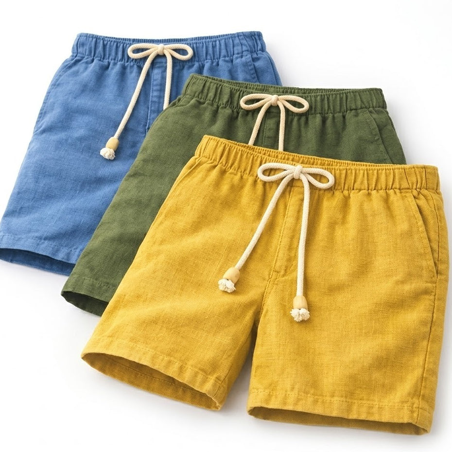 Short Linho Masculino Premium Estilo Mauricinho Moda Praia Verão - Cordão Ajustável Luxo