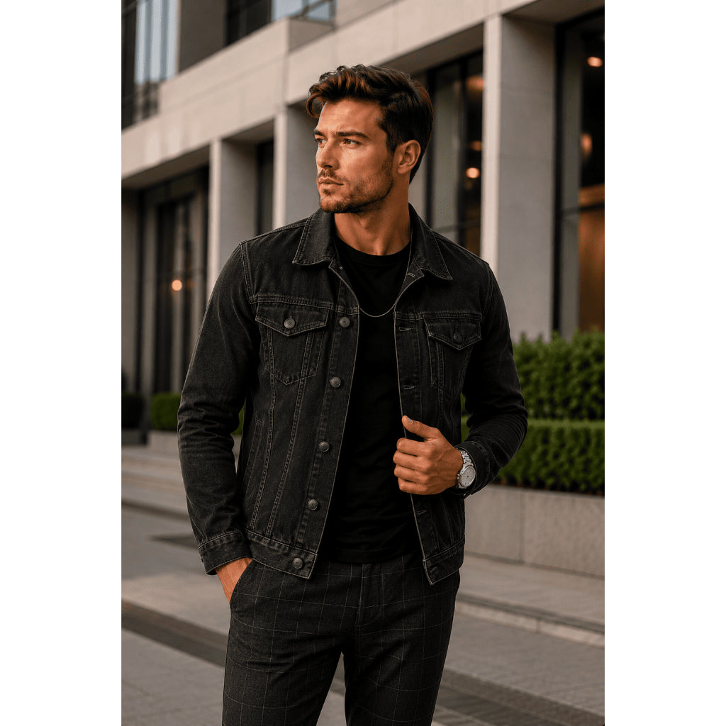 Jaqueta Jeans Masculina Algodão Premium Estilo Moderno Design Versatil Casual Elegante Confortável