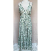 Vestido Longo Seda Indiana Frente Única Costa Nua- Estilo Boho Chic
