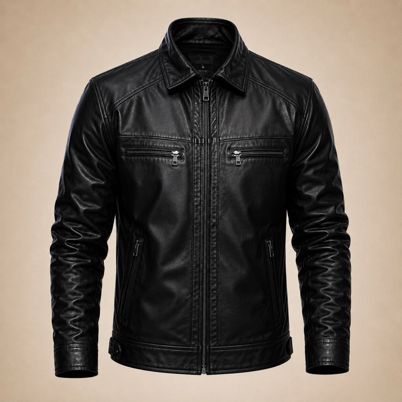Jaqueta De Couro Ecológico Masculina Motoqueiro