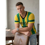 Camiseta do Brasil copa 2026 Masculina em Tricot furadinha Premium – Edição Especial Brasil evolution crewneck