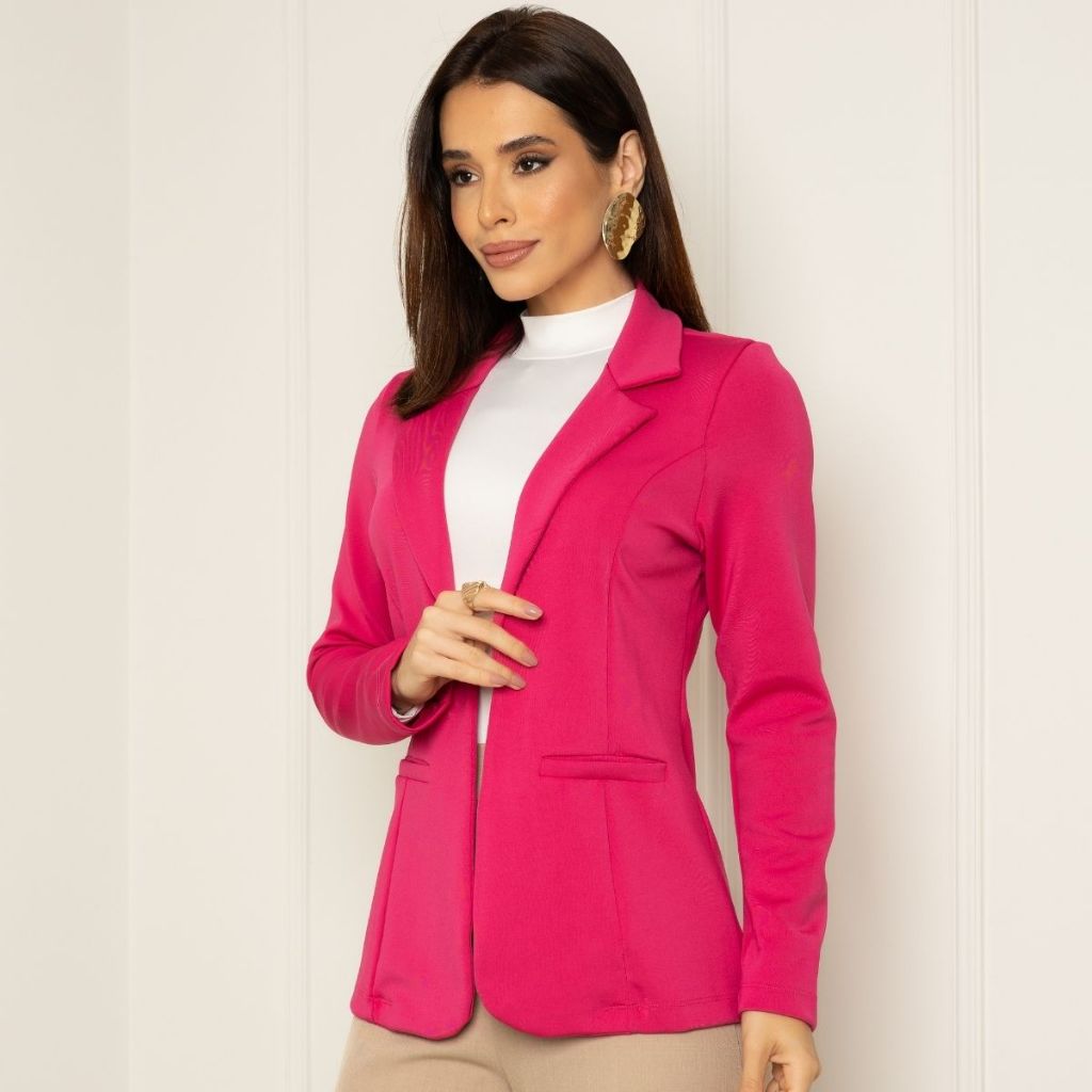 Blazer Social Feminino Elegante Atemporal Sobretudo Acinturado Casual