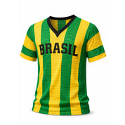 Blusa Brasil Masculino Tricot listrada decote V