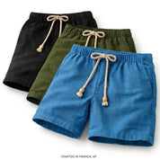 Short Linho Masculino Premium Estilo Mauricinho Moda Praia Verão - Cordão Ajustável Luxo