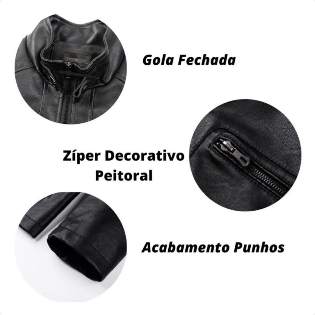 Jaqueta De Couro Masculino Slim Resistente Frio Inverno