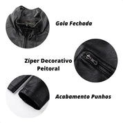 Jaqueta De Couro Masculino Slim Resistente Frio Inverno
