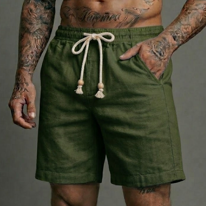 Short Linho Masculino Premium Estilo Mauricinho Moda Praia Verão - Cordão Ajustável Luxo
