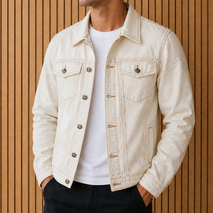 Jaqueta Jeans Masculina Com Fechamento em Botões