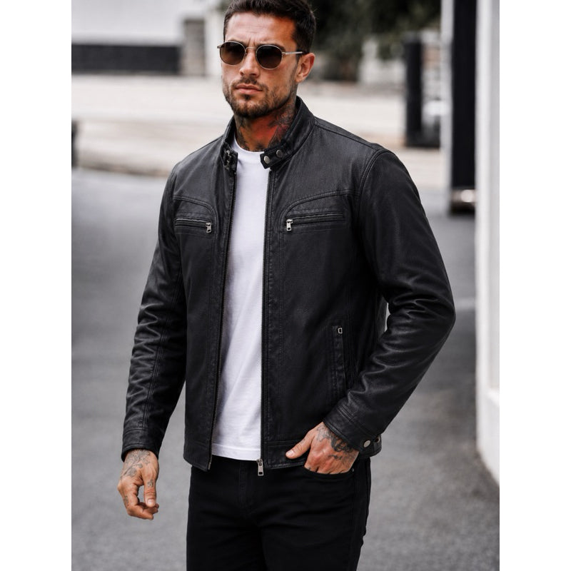 Jaqueta De Couro Ecológico Masculina Motoqueiro