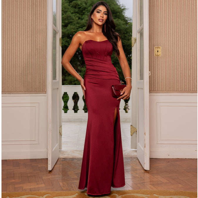 Vestido Longo Festa Formal Feminino Modelo Sereia Com Mini Capa em Tecido Malha Trilobal Tam P ,M ,G
