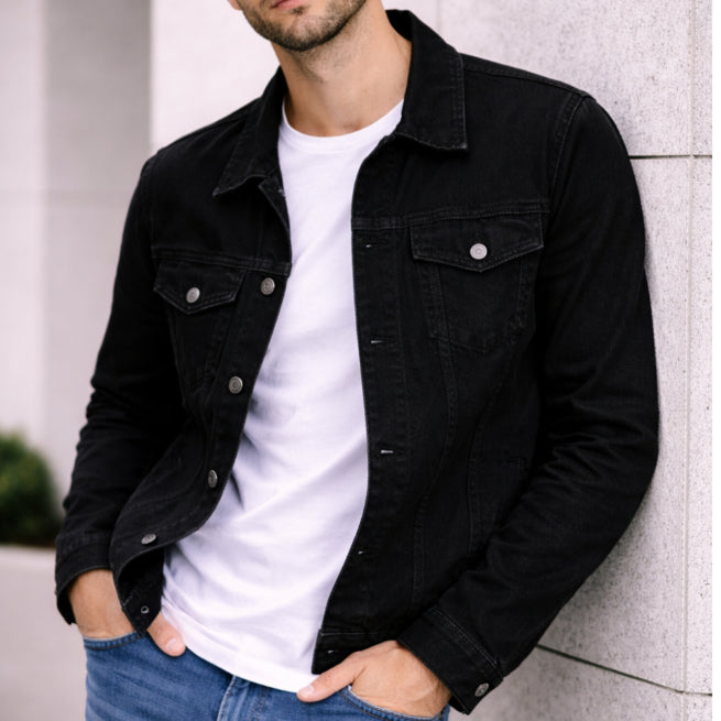 Jaqueta Jeans Masculina Com Fechamento em Botões