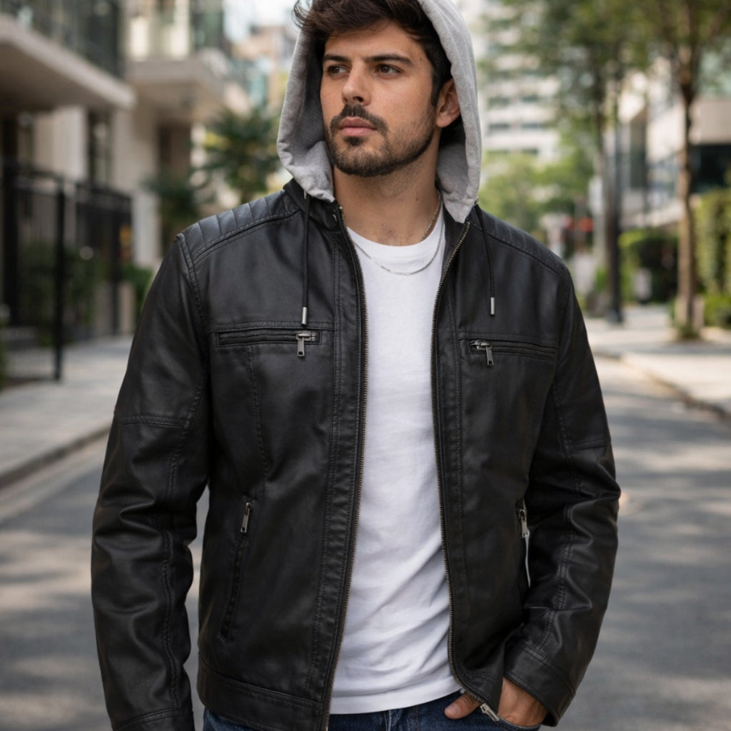 Jaqueta De Couro Masculina Casaco Blusa De Frio Corta Vento Impermeavel