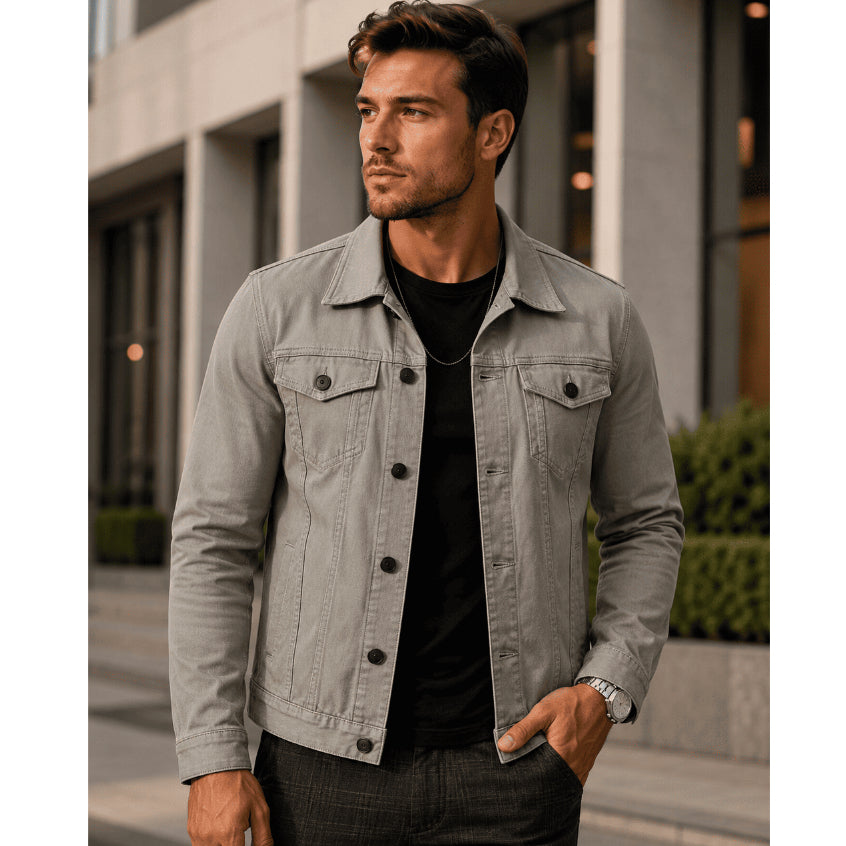 Jaqueta Jeans Masculina Algodão Premium Estilo Moderno Design Versatil Casual Elegante Confortável
