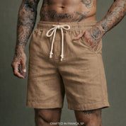 Short Linho Masculino Premium Estilo Mauricinho Moda Praia Verão - Cordão Ajustável Luxo