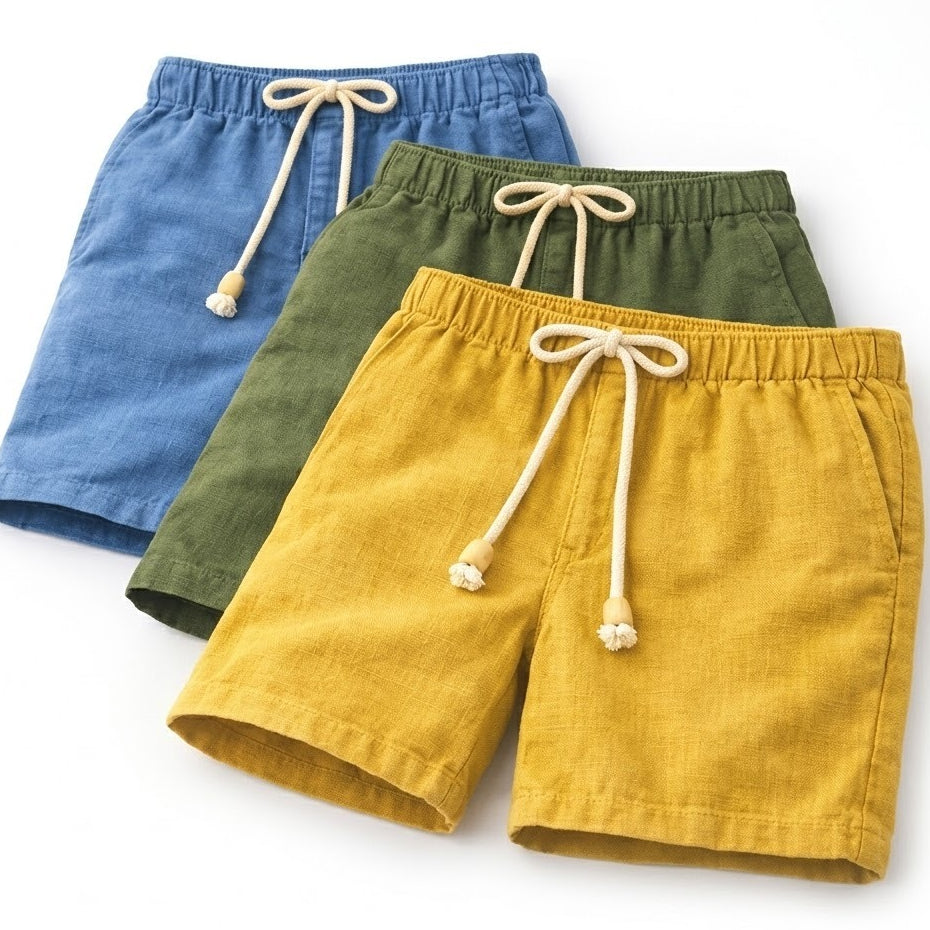 Short Linho Masculino Premium Estilo Mauricinho Moda Praia Verão - Cordão Ajustável Luxo