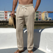 Kit 2 Calça Linho Masculina Reta Cintura Elástica Cordão — Casual Praia Verão Wide Leg Confortável