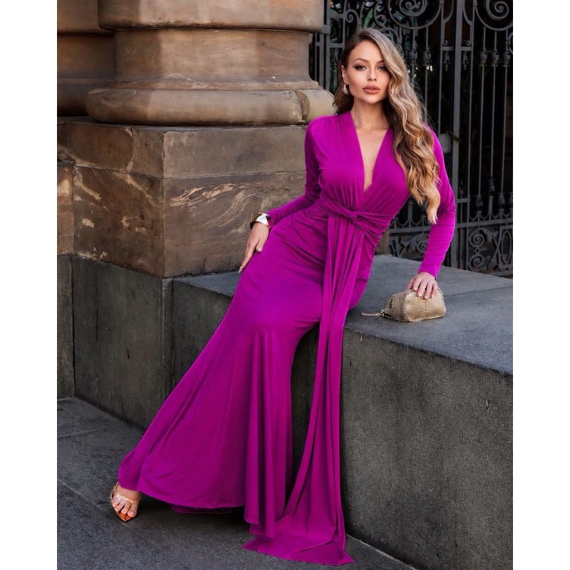 Vestido Longo manga longa Malha Fluity Premium Elegante Festa Casamento madrinha lindo