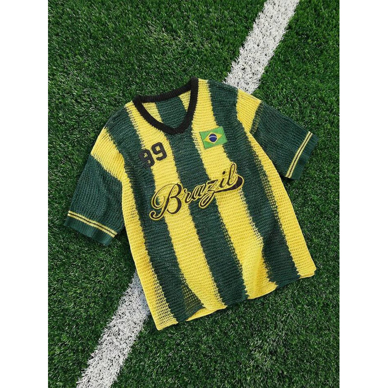 Blusa do Brasil Camisa Masculina Tricô  Estilosa Copa do Mundo Verde Amarelo Seleção Brasileira