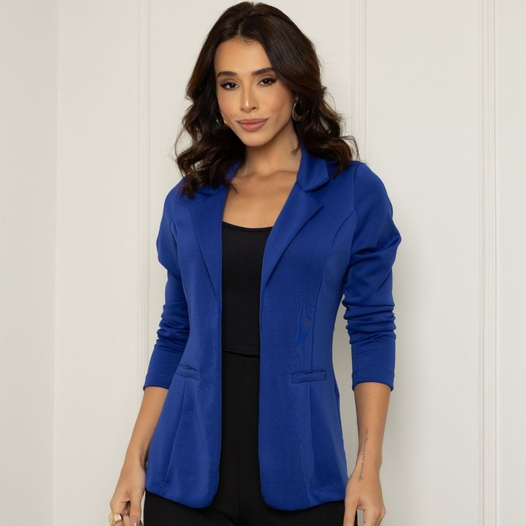 Blazer Social Feminino Elegante Atemporal Sobretudo Acinturado Casual