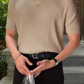 Camisa polo masculina slim fit - manga curta
