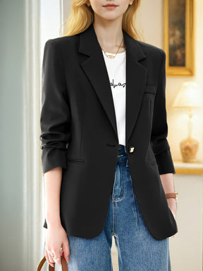 Blazer elegante feminino - ajuste fino chique, manga longa